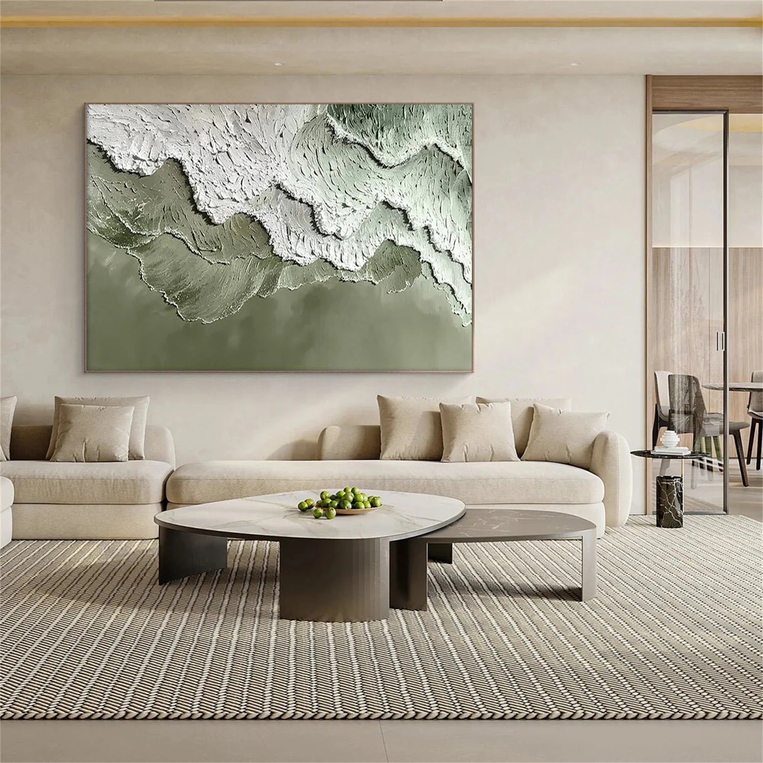 Sage Green & White Impasto Wall Art CZ0066 - Viral Wall Art